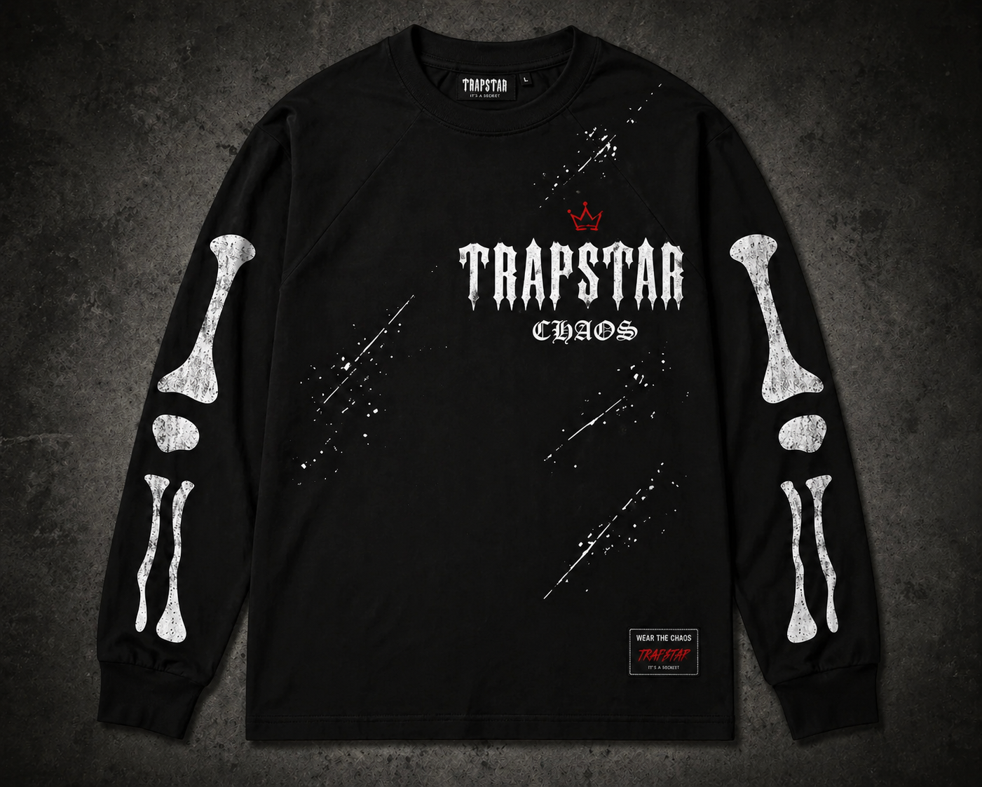 TRAPSTAR CHAOS BONES LONGSLEEVE T-SHIRT - BLACK